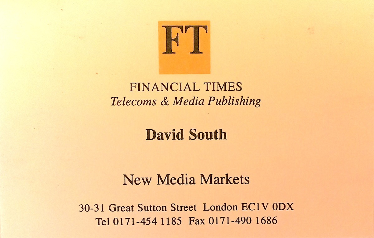 Financial Times business card 1995