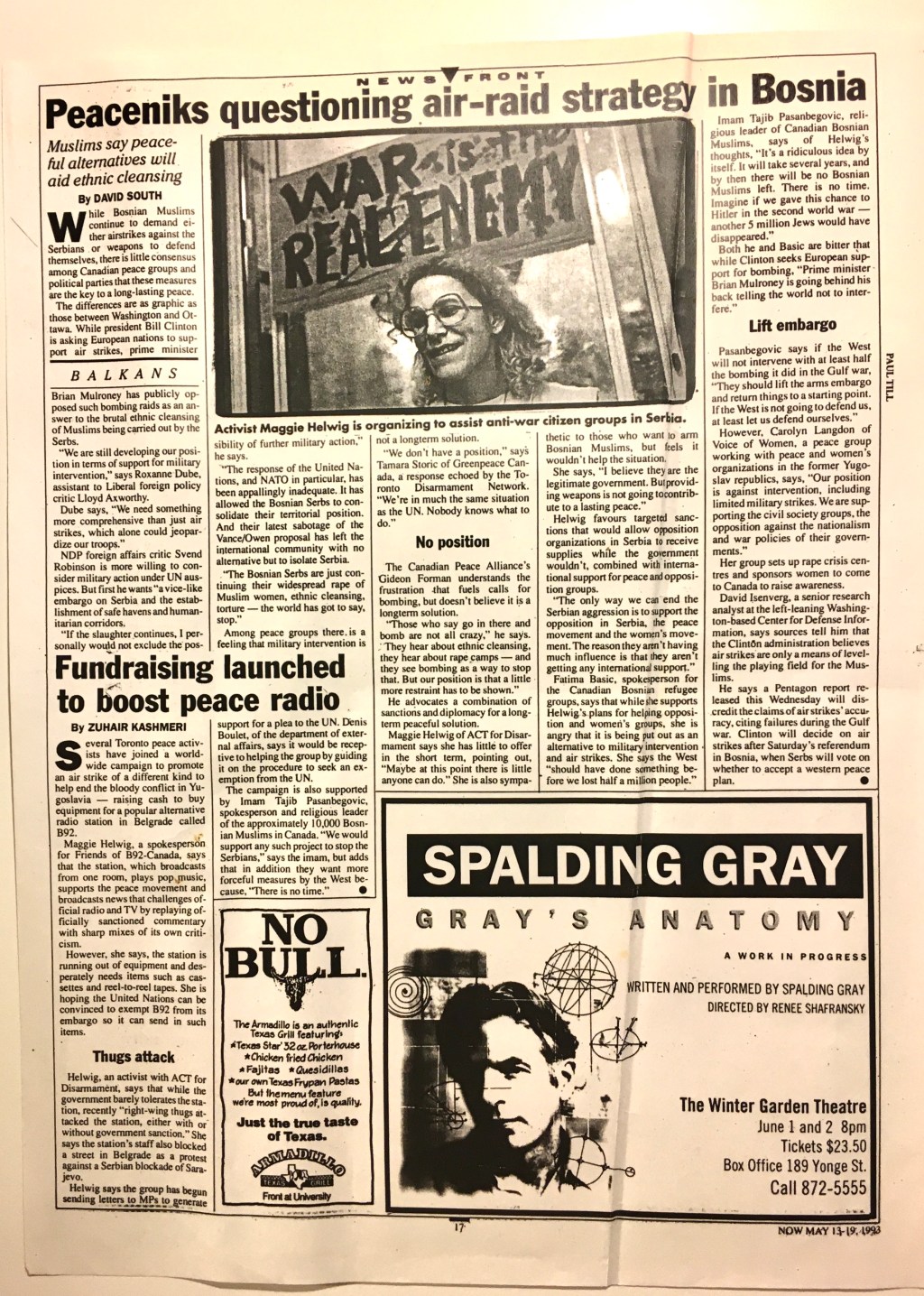 Peaceniks Questioning Air-Raid Strategy In Bosnia