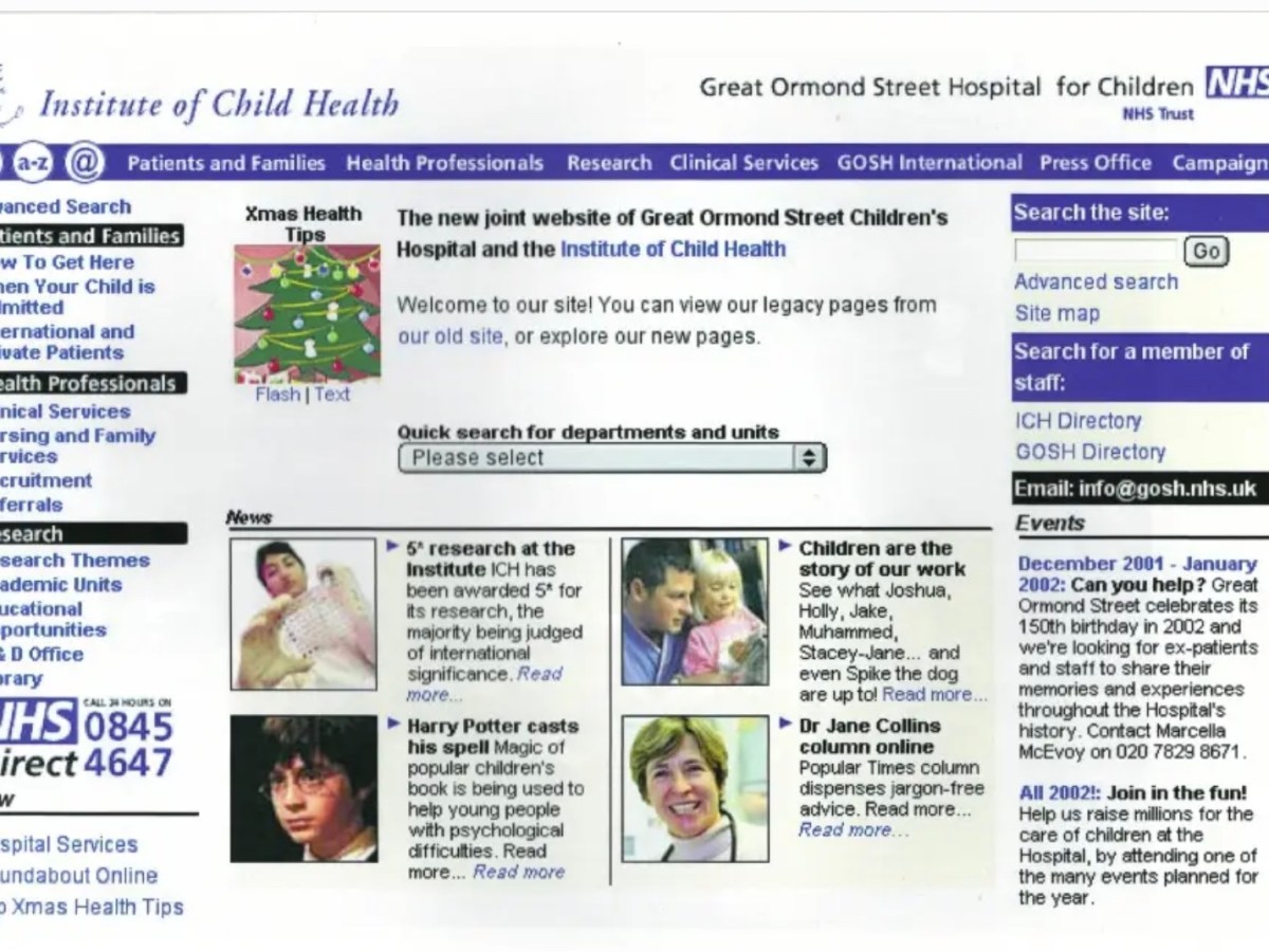 2001 animated advent calendar created for the GOSH Child Health Web&nbsp;Portal